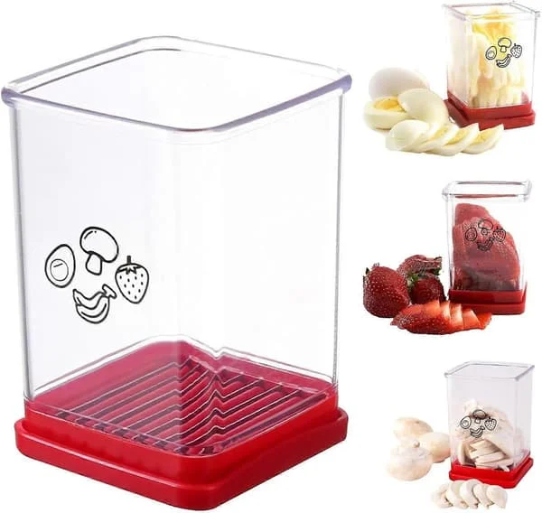 New Fruit and Vegetable Quick Slicer with Pressure Plate, Fruit Slicer Cup Egg Slicer Stainless Steel Banana Strawberry Slicer