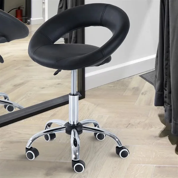 Korkeussäädettävä työtuoli / selkänojallinen jakkara / ergonominen toimistojakkara / kääntyvä tuoli - Svart