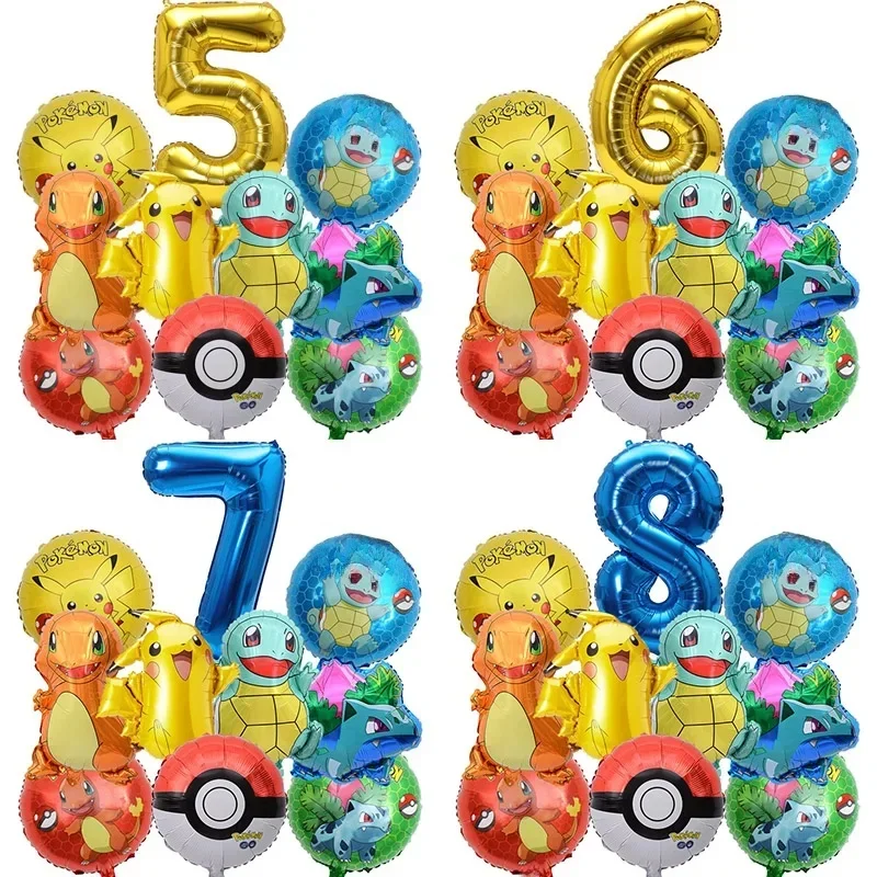 AliExpress - 10 pièces Pokemon ballons ensemble Pikachu Pokemon Ball ballons 32 pouces or numéro ballon 1-9 pour enfants 1-9ème décoration de fête 