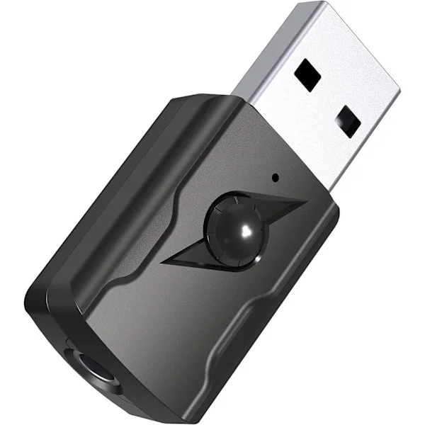 USB Bluetooth 5.0 Adapter, USB Bluetooth Audio Transmitter 5.0 Receiver Bluetooth Adapter med 3.5mm Audio Kabel til PC/TV/Bil/Højttaler/MP3/