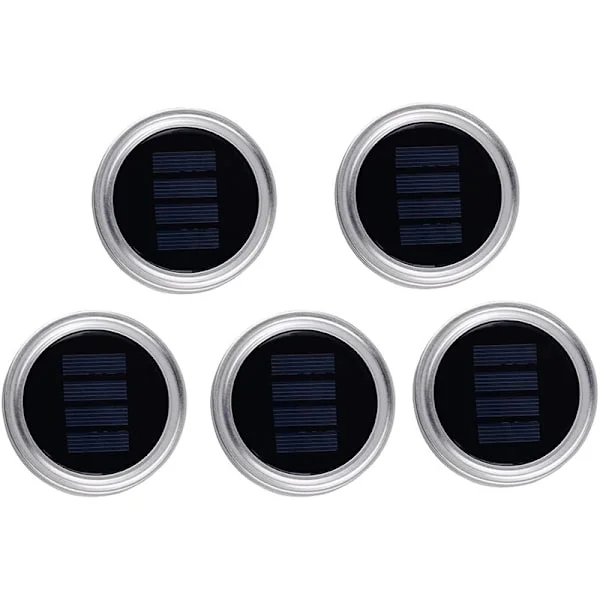 Solar Lights 10 LED String Lights for Mason Jars (Jars Not Included), Waterproof, Decoration for Patio, Garden, Wedding - Warm White - 5 Pack