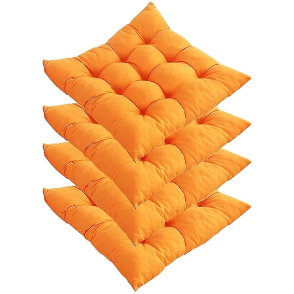 Paksu tyyny yksivärinen harjattu tuolityyny toimistotuolityyny opiskelijatyyny istuintyyny ruokatuoli tatami 40*40cm oranssi 4 kpl.