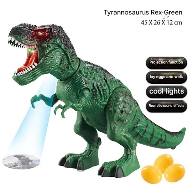 Elektroninen kävelevä dinosaurus T-Rex, munii munia, karjuva ääni, realistinen Tyrannosaurus, lelu pojille lapsille 3-vuotiaille ja sitä vanhemmille [