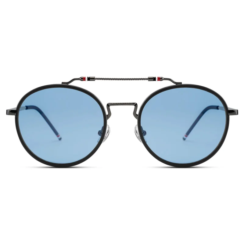 Occasus | Occhiali da sole rotondi blu a doppio ponte con lenti polarizzate for Men