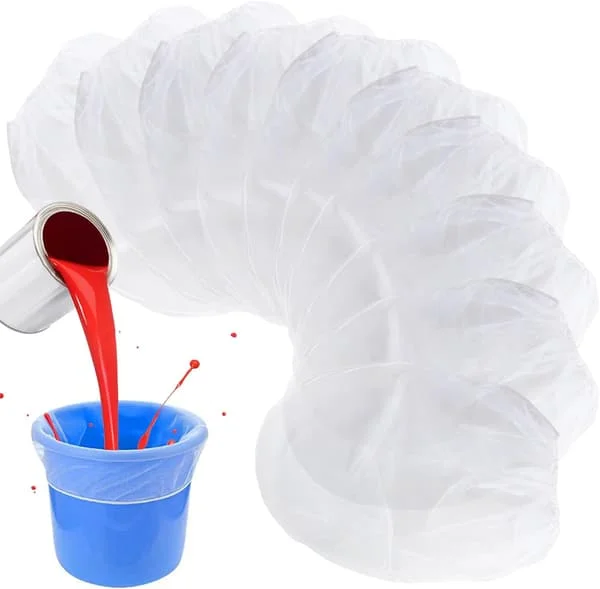 10 st färgfilterpåsar - 5 gallon färgfilterhink med elastisk dragskoöppning, nylonfilter, vit finmaskig påse för