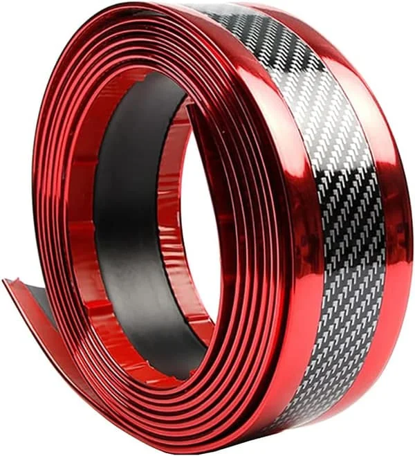 Kolfiber Dörrtröskelskydd, Röd, Bil Stötfångarskydd, Repskydd, Klistermärke, Trim, Tröskel, Anti-repor, 1m*5cm