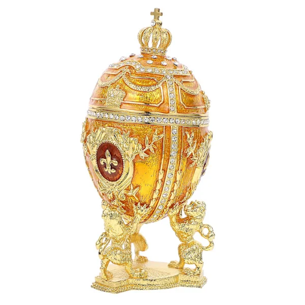 Ornamenter Gaver Påskeæg Antik Ring Æsker Ring Display Holder Hængslet Smykkeæske Faberge Æg Nipsgenstand Æske Påske Favor Æsker