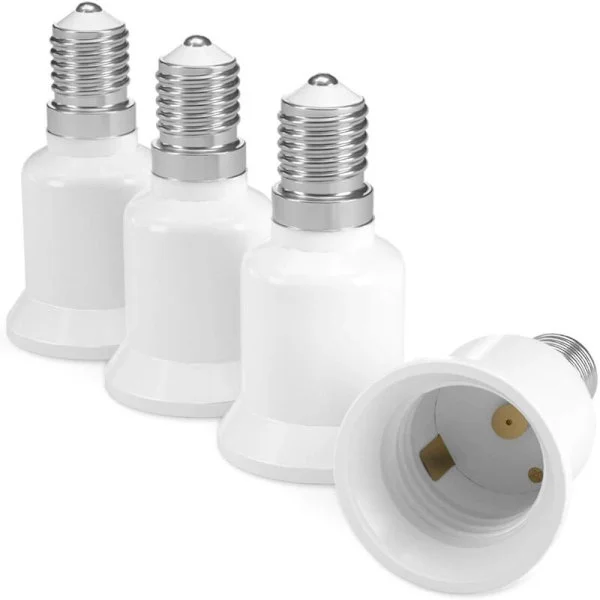 4x sockeladapter - E14 till E27 sockelomvandlare - E27 baslamphållaradapter för halogen LED-lampor