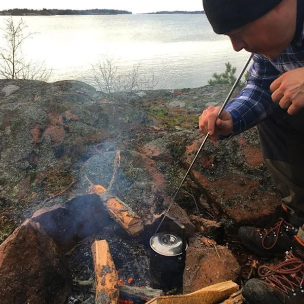 Utendørs campingbålverktøy bærbar uttrekkbar blåselampe i rustfritt stål, lommebelg