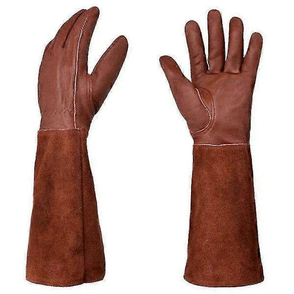 Long Leather Garden Gloves for Women and Men, Thorn-Proof Gloves