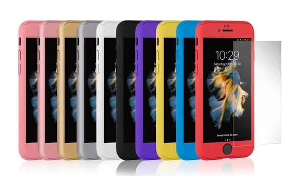 iPhone 7 Skal 360° 3in1 FullCover Skal + 0.26mm 9H Glas - Röd