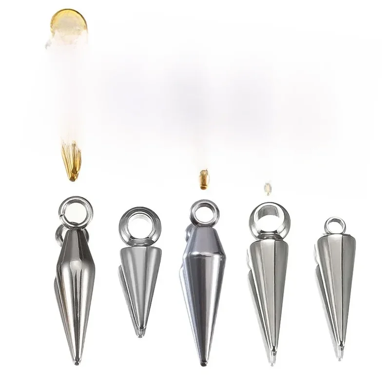 AliExpress - 10 pièces en acier inoxydable cône balle tour de cou breloques pointes perles pendentifs pour femmes homme cerceau boucle d'oreille 