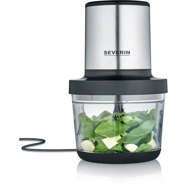 Elektrisk köttkvarn - SEVERIN - KM3867 - 400 W - 1 L glasskål - 2 hastigheter - Svart / Rostfritt stål