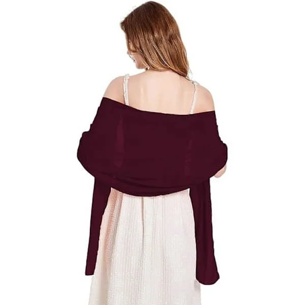 Bridesmaid Shawl Evening Dresses Wedding Shawl Women Soft Chiffon Shawl Flowing Fashionable Accessory for Travel and Sports Wine Red Burgundy