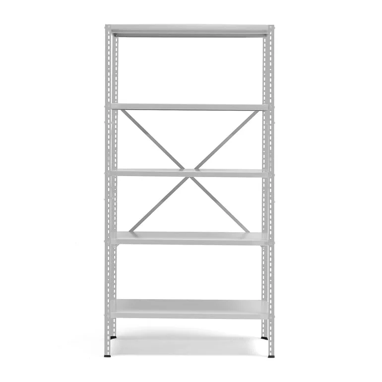 Shelving POWER, basic unit, 1970x1010x500 mm, grey