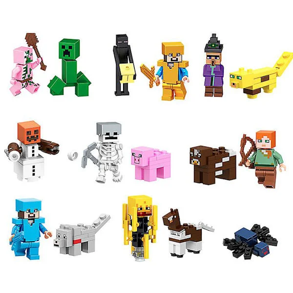 16 kpl Minecraft Hahmot Rakennuspalikat Leikkikalut Lapsille Pojille Lahja - Spot-myynti