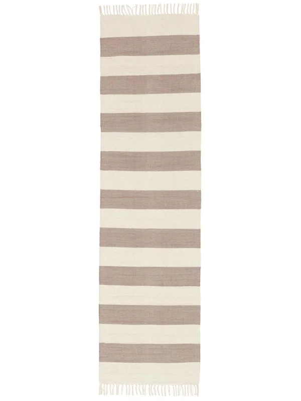 Striped Small Cotton Stripe Rug - Brown 80X300 Cotton, Scandinavian Style
