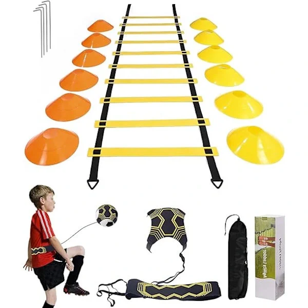 Football Training Accessories, with 6m Training Ladder and 12 x Cones, Coordination Ladder Training Ladder, Football Training Set Gifts Boys-FA-