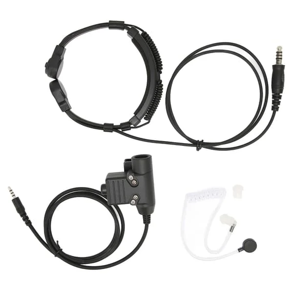 Throat Microphone Headset 7.1mm Plug 2-Way Radio Earphone with U94 PTT for 3.5mm Mobile Phone