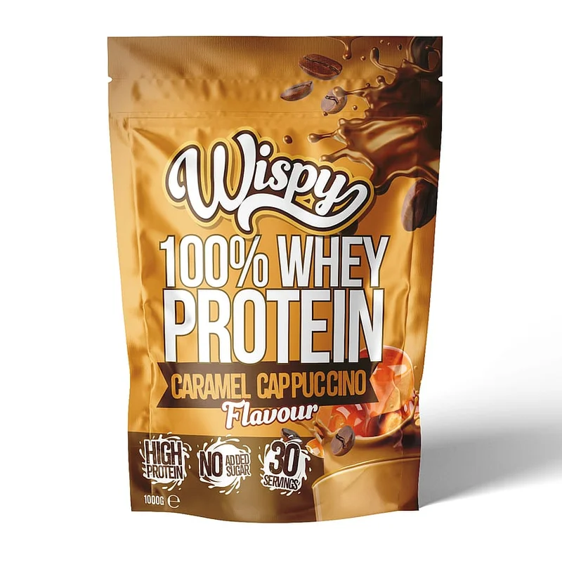 Wispy Nutrition Whey 100 Proteinpulver 1 kg Caramel Cappuccino, Sport & Velvære, Protein & Energi, Proteinpulver