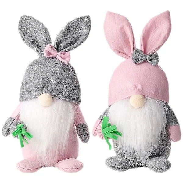 2-pack påskhare gnome plysch tomte prydnad lagerhylla dekor bordsskiva gnome docka (26X14cm, som visas på bilden)