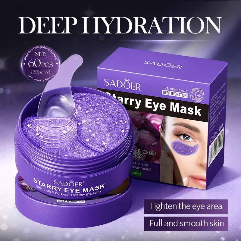 AliExpress - 60 Stück SADOER Traubenkristall-Kollagen-Augenmaske, Anti-Augenringe unter den Augen, feuchtigkeitsspendend, Anti-Falten, Anti-Aging-