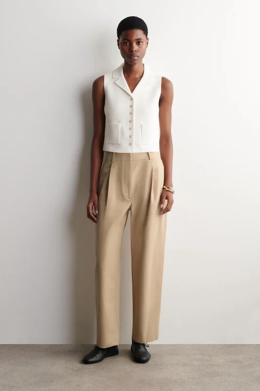 COS Women's Bouclé-Knit Waistcoat in White