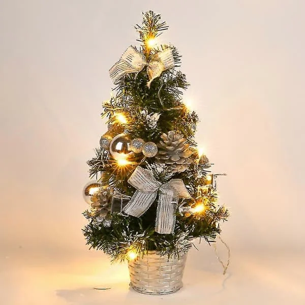 Lite Juletre med Lys, 40cm Forhåndsbelyst Juletre Batteridrevet For Jul Hjemme Skole Kontordekorasjoner