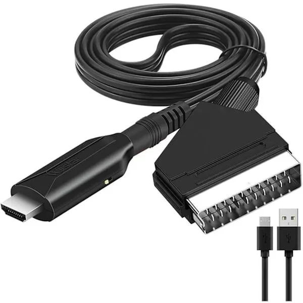 Scart till HDMI-omvandlare 1080P, trådlös Scart till HDMI-adapter, Plug & Play, allt-i-ett HDMI-dongel för hemmabio, TV och projektor