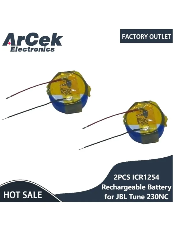 AliExpress - 2 batteries rechargeables ICR1254 3.85V 70mAh CP1254 pour casques sans fil JBL Tune 230NC 230 NC T230NC TWS, casque Bluetooth