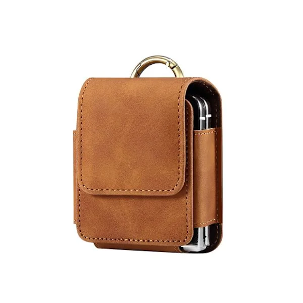 Foldable Phone Waist Bag for Samsung Z Flip - Horizontal Leather Belt Case - Universal Holster for Foldable Smartphone