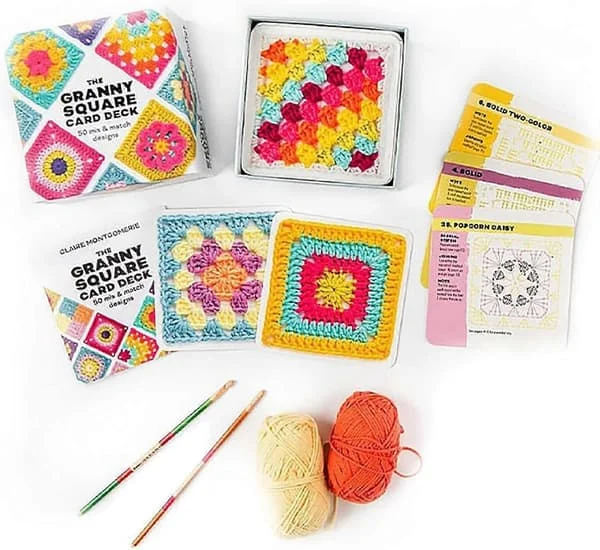 Granny Square-kortstokk, 50 Mix & Match-mønsterkort, Heklesett for Voksne, Granny Square-kortstokk Hekling