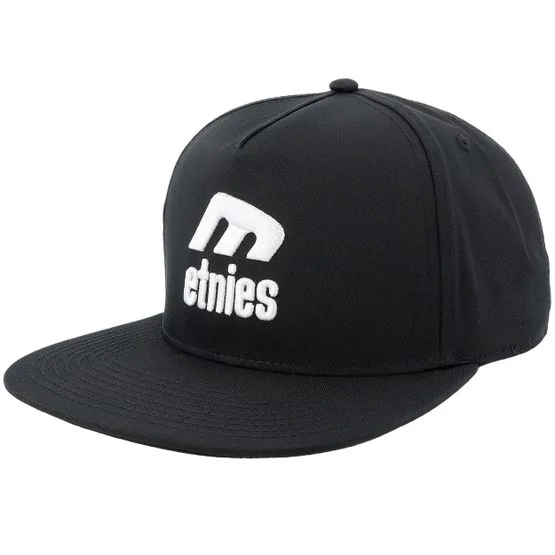 Etnies - Icon Cap Black/White Snapback Snapback Black Cap - @ Hatstore