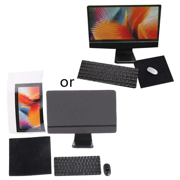 4-delt miniaturemodel computerbord med tastatur til skala studie