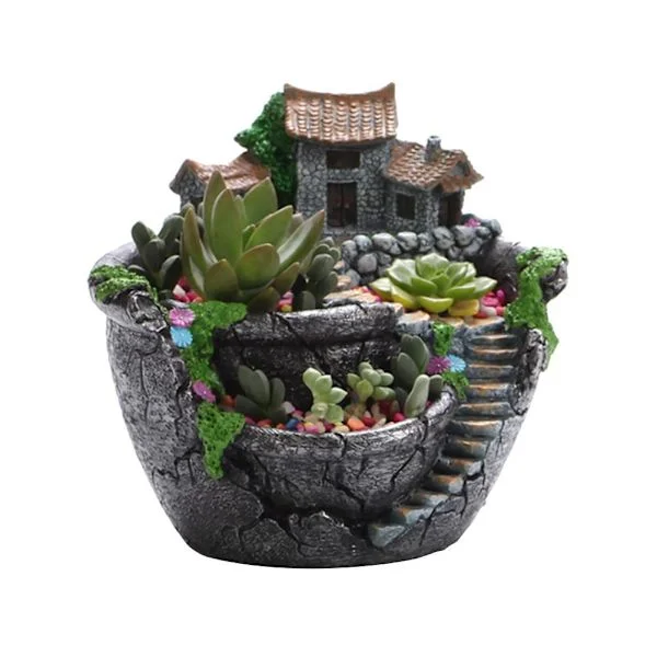 Planter Potte Sukkulenter Planter Potte med Søtt Hus Blomsterkurv Plantepotte Potte Hagedekorasjon