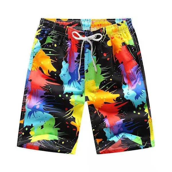 Sommarshorts för män - Lös passform, avslappnad surfstil med tryck - Färgade polyestershorts fyndiq-size_SML:m