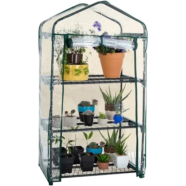 Litet överdrag med PVC-plast, portabelt växthus utomhus, används för odling av sådd och blommor, 3 lager, exklusive stöd (69 x