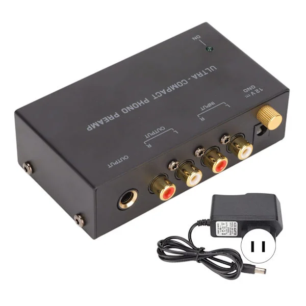 PP400 Phono platespiller forforsterker Stereo RCA-inngang RCA-utgang platespillerforsterker med uavhengig knottkontroll 100-240V US-plugg