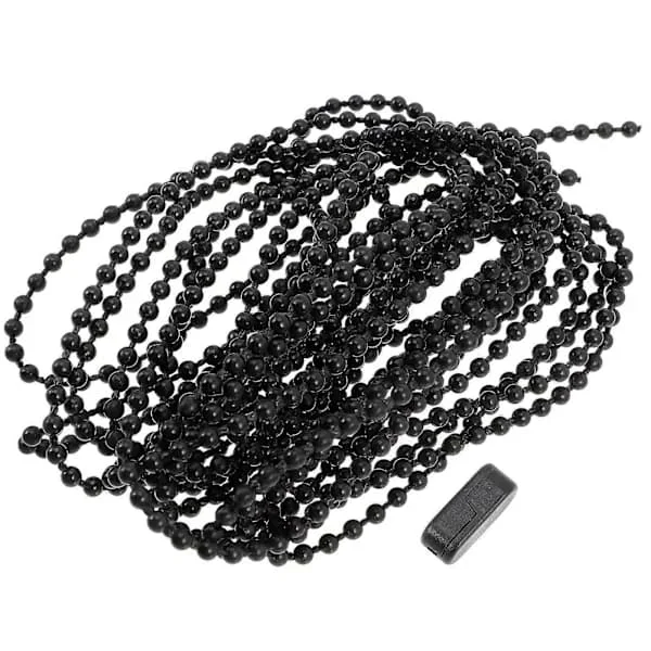 1 Set of Beaded Chain for Blinds, Curtain Beaded Rope, Roller Blind Chain with Buckle Black 500X0.3cm