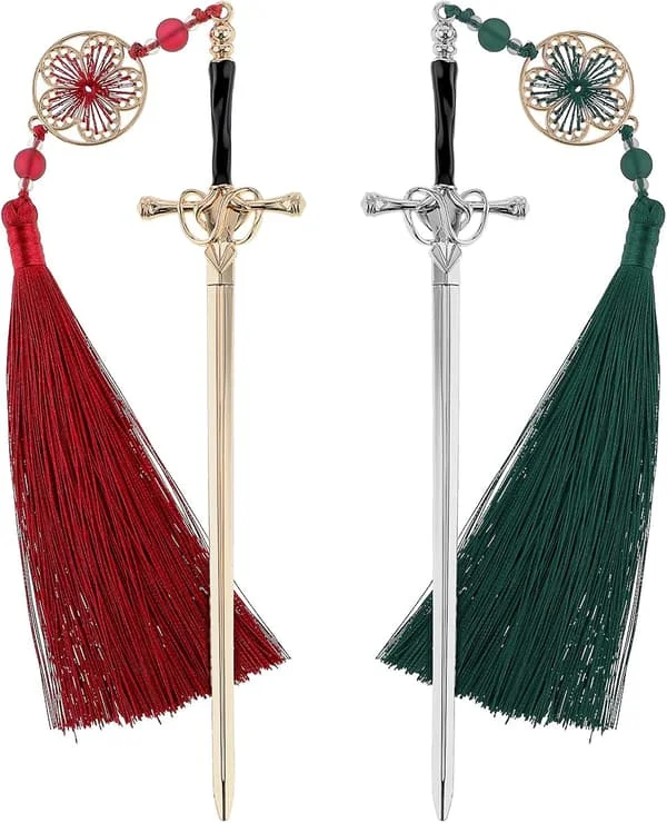 2 stk. sverd katana bokmerke vintage dusk metall anheng bokmerker unike bokelskere gaver Valentinsdag