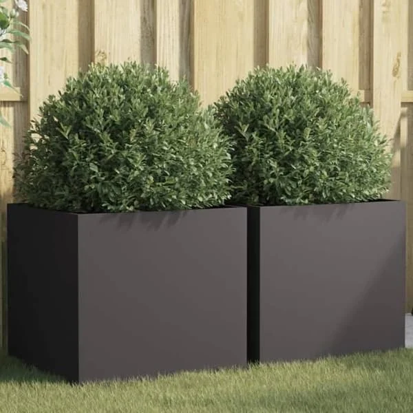 vidaXL Blomlådor 2 st, Blomkrukor, Växtkrukor, Blomboxar, Upphöjda Blomlådor för Trädgård och Terrass, Svart 841560