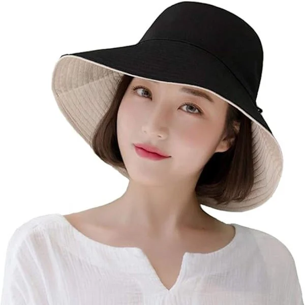 Dame Solhatt, Sommer, Sammenleggbar Capeline, Solhatt, Anti-UV, Bomull, Sommerferie, Hagearbeid, Solhatt for Kvinner, UPF UV