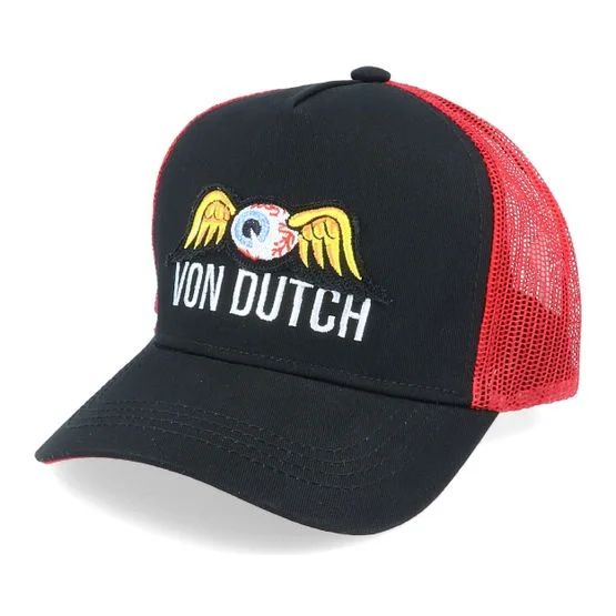 Von Dutch - Noir trucker Casquette - Flying Eye Patch Black/Red Trucker @ Hatstore