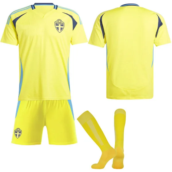 Sverige Fotbollslandslag 2024-2025 Barn Fotbollströja Ungdom Sportskjorta Uniform Träningskit Storlek 26 Sverige inget nummer 26