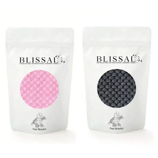 Blissal - Blissal Eksfolierende Bade Håndklær, Blissal Eksfolierende Bade Håndklær - Svart + Rosa 2-pakning (23 x 100 cm) Svart + Rosa