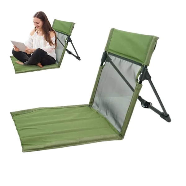 Outdoor Folding Chair Backpack Chair with Backrest Portable Breathable Folding Chair for RV Storage Bag Green