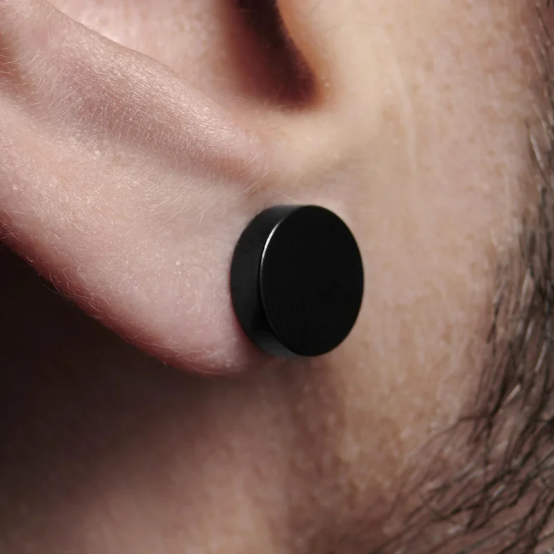 10mm Black Stud Earring for Men - Stud earrings