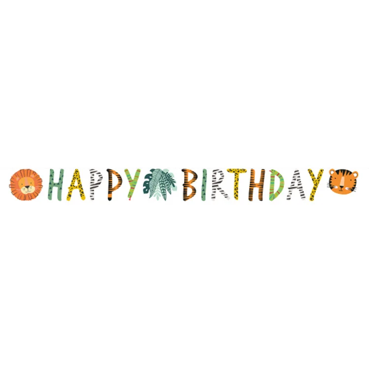 Djungel Kalas Bokstavsbanderoll "Happy Birthday" 1,8m - Djungel Kalas Dekoration - Kalaslagret.se