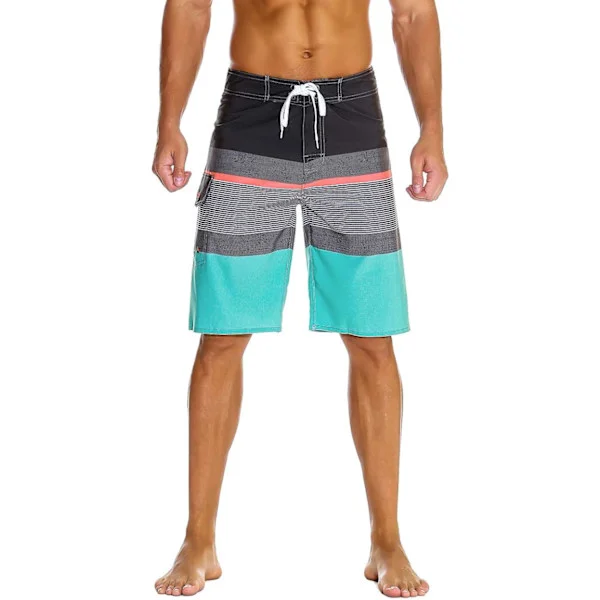 Badbyxor för män, badshorts, strandshorts, semester, Hawaii, färgglada, randiga 2