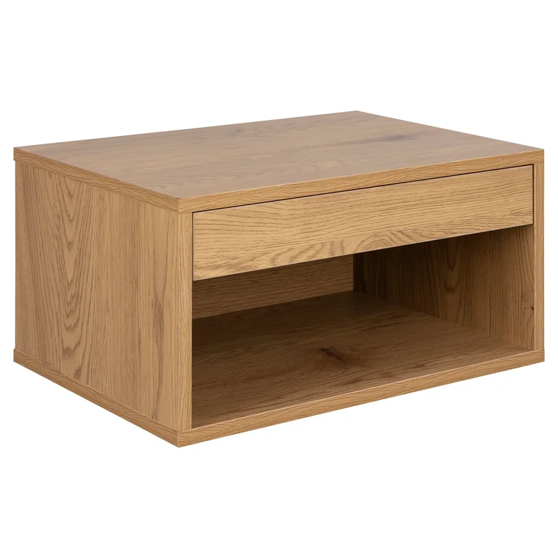 Cholet sengebord, væghængt, vild eg - 50x35x24,3cm - Elegant natbordsopbevaring - Væghængt design for pladsbesparelse og stilrent look